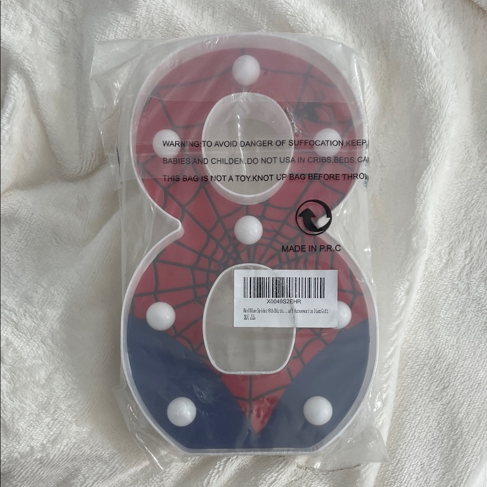 Spider-Themed LED Number 8 Light spider-Man nwt